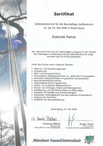 Zertifikat Baumpflege - Seilklettertechnik für die Baumpflege - Aufbaukurs